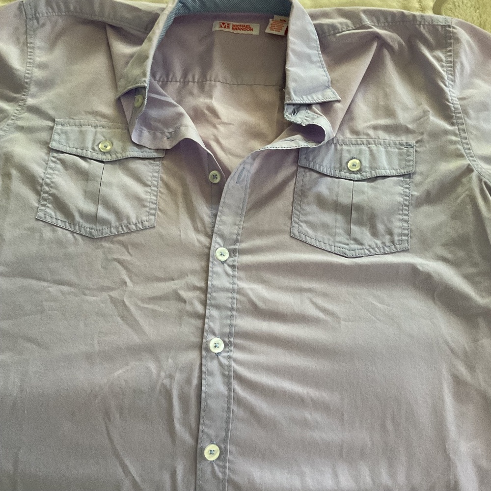 Michael Brandon Light Lavender Short-Sleeve Utility Shirt – Size M